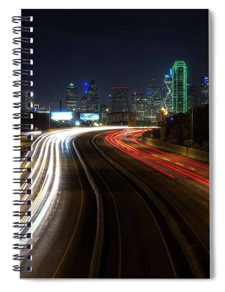 Dallas Spiral Notebook featuring the photograph Dallas Night light by Jonathan Davison