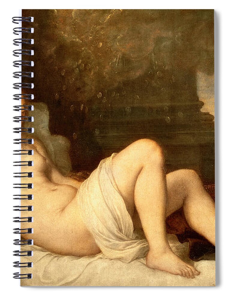 Nude Spiral Notebook featuring the painting Danae by Titian