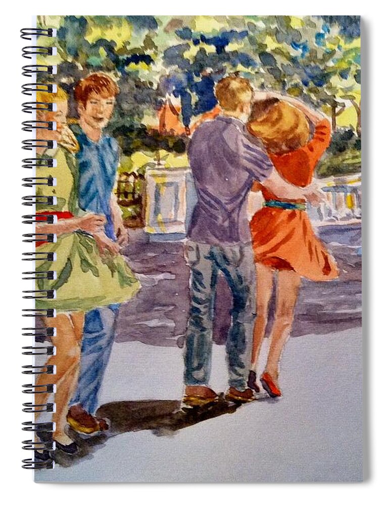 Dancers Spiral Notebook featuring the painting Dancin' in the Park by Jeannie Allerton