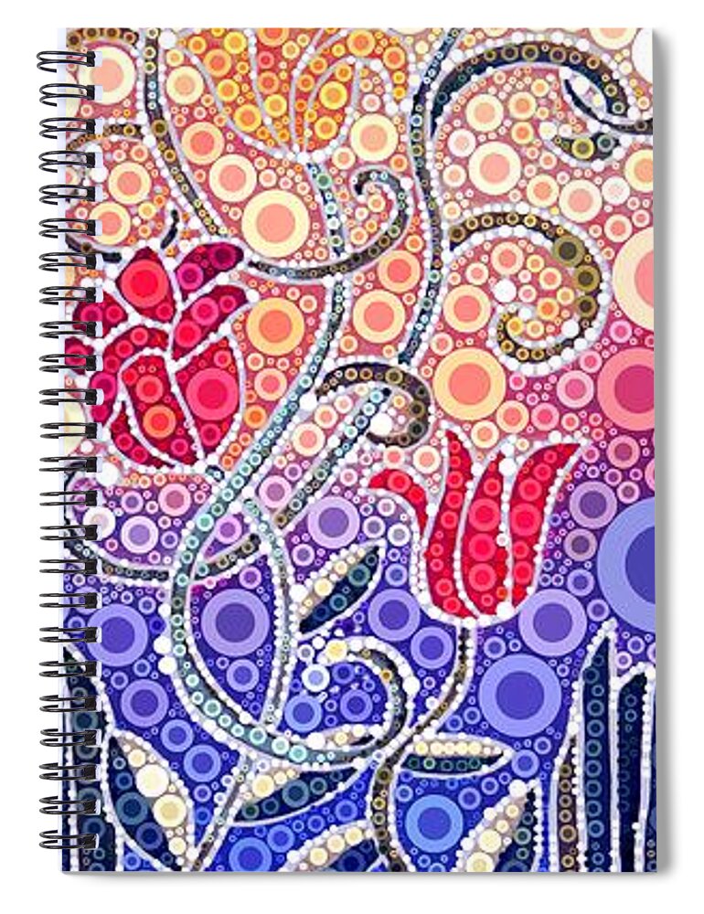 Digital Spiral Notebook featuring the digital art Dancing Flowers at Sunrise by Linda Bailey