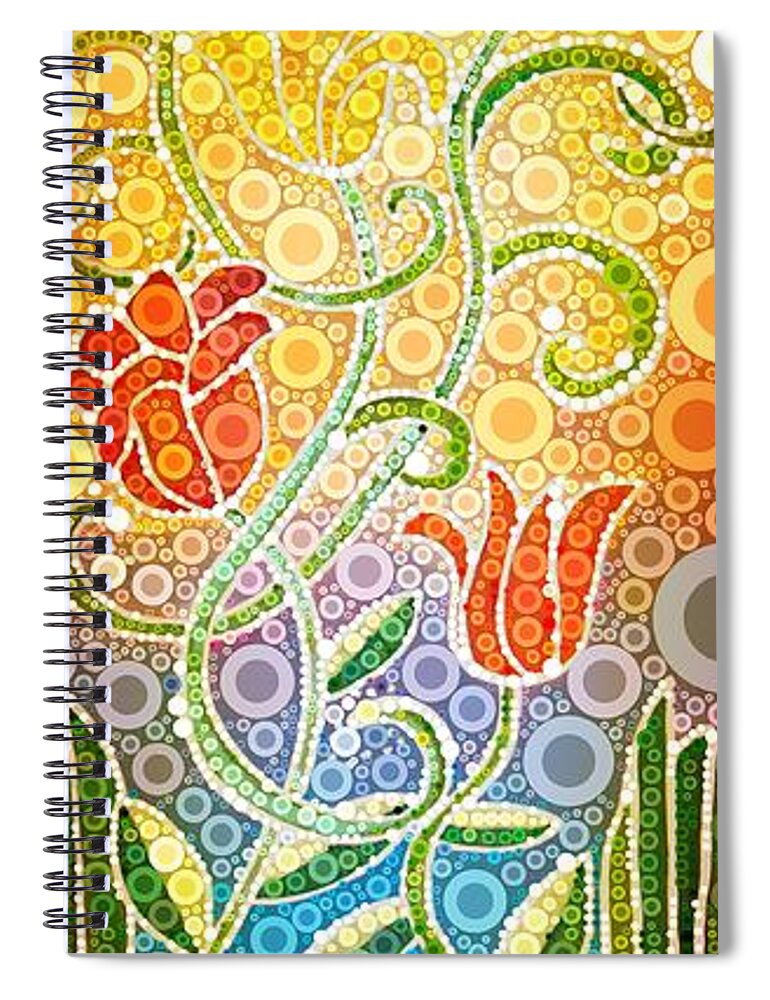 Digital Spiral Notebook featuring the digital art Dancing Flowers by Linda Bailey