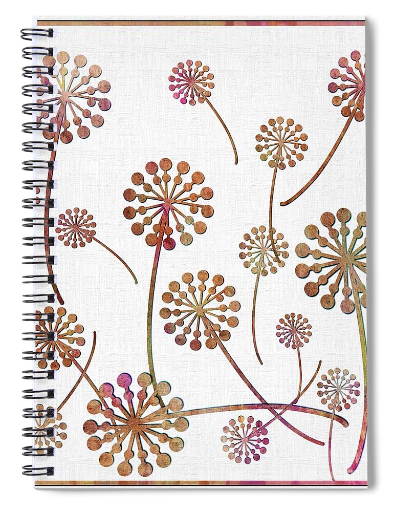 Dandelion Seeds Spiral Notebook featuring the digital art Dandelion Seeds by Barbara A Griffin