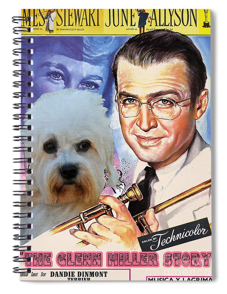 Dandie Dinmont Terrier Spiral Notebook featuring the painting Dandie Dinmont Terrier Art Canvas Print - The Glenn Miller Story Movie Poster by Sandra Sij