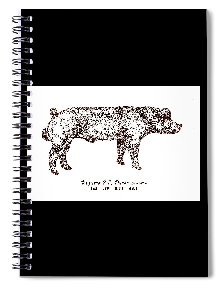 Danish Duroc Spiral Notebook featuring the drawing Danish Duroc by Larry Campbell