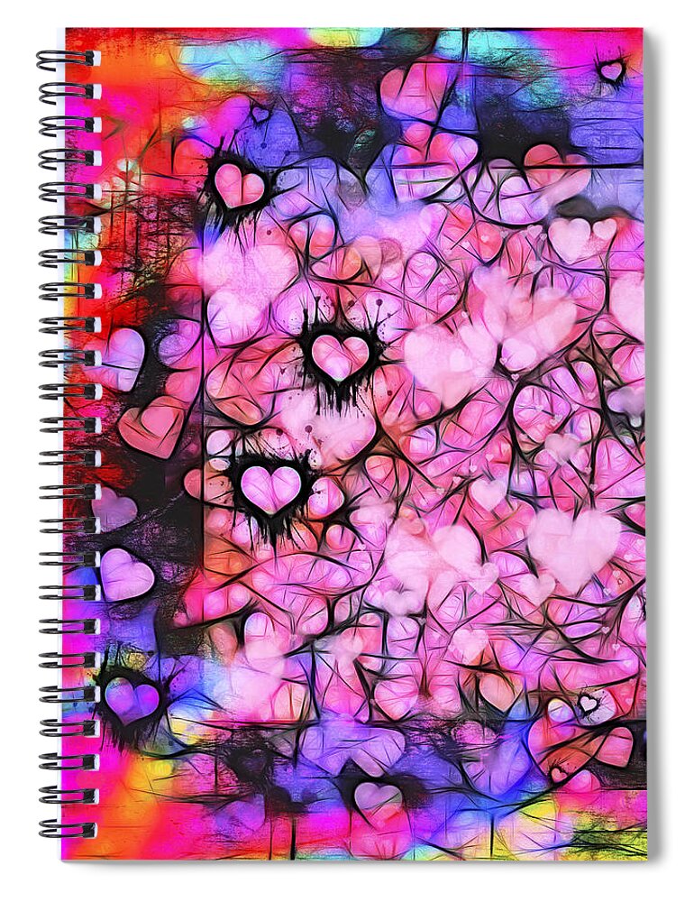 Valentine Spiral Notebook featuring the photograph Moody Grunge Hearts Abstract by Marianne Campolongo