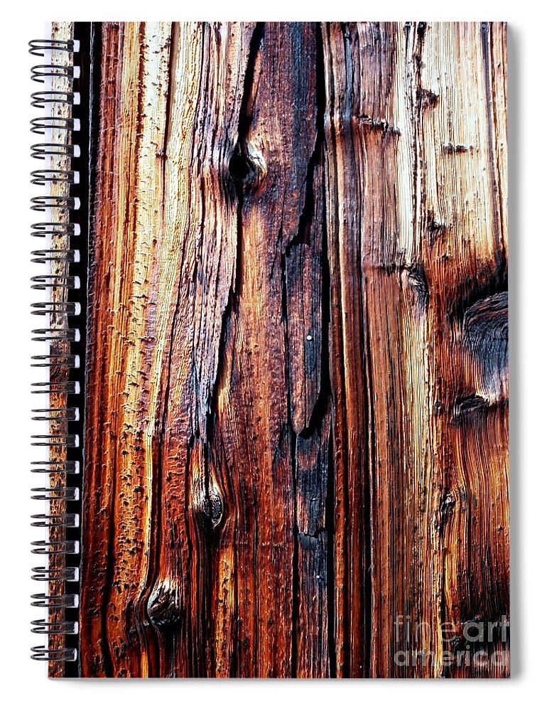 Wood Grain Spiral Notebook featuring the photograph Dark Stained wood grain by Janine Riley