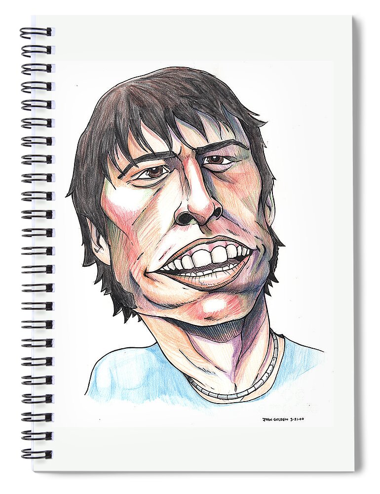 Foo Fighters Spiral Notebook featuring the mixed media Dave Grohl Caricature by John Ashton Golden