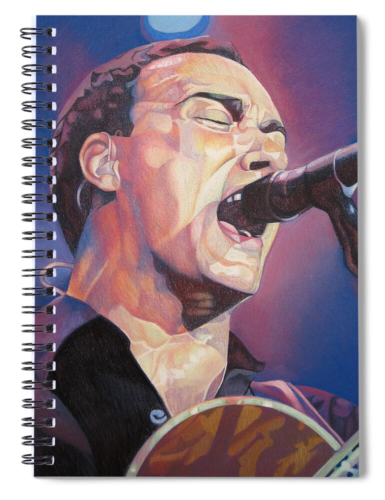 Dave Matthews Spiral Notebook featuring the drawing Dave Matthews Colorful Full Band Series by Joshua Morton
