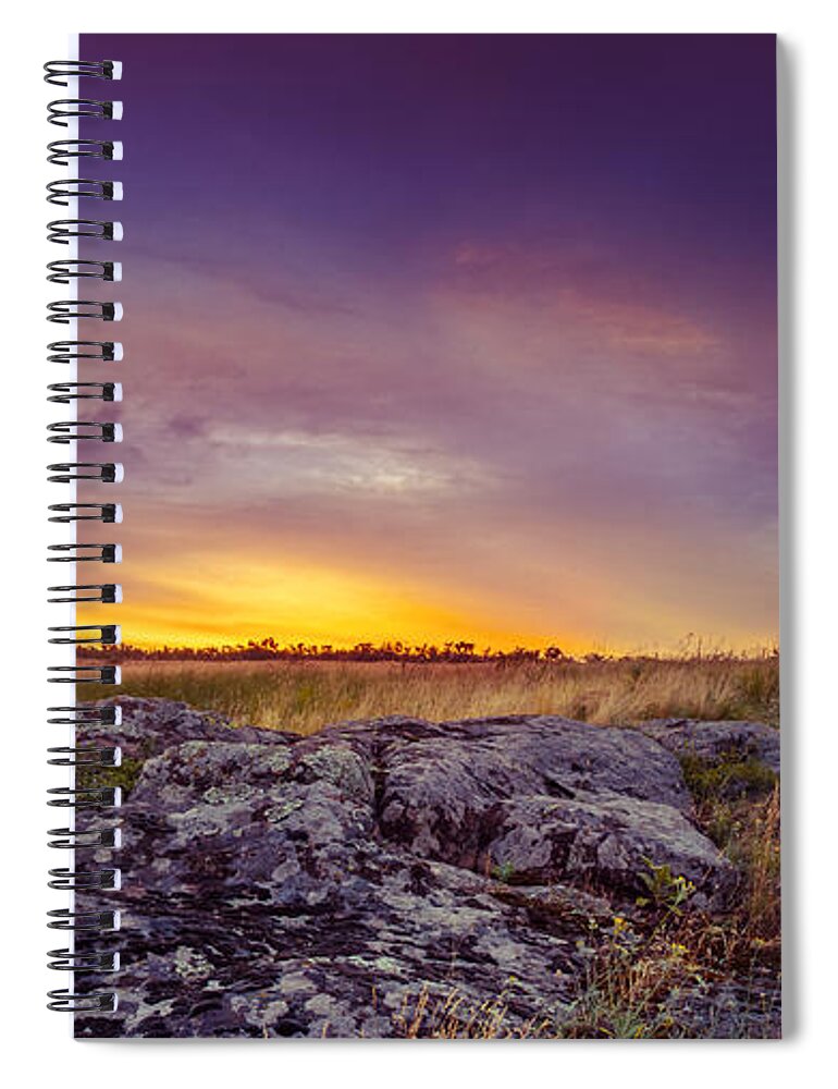 Ukraine Spiral Notebook featuring the photograph Dawn at steppe by Dmytro Korol