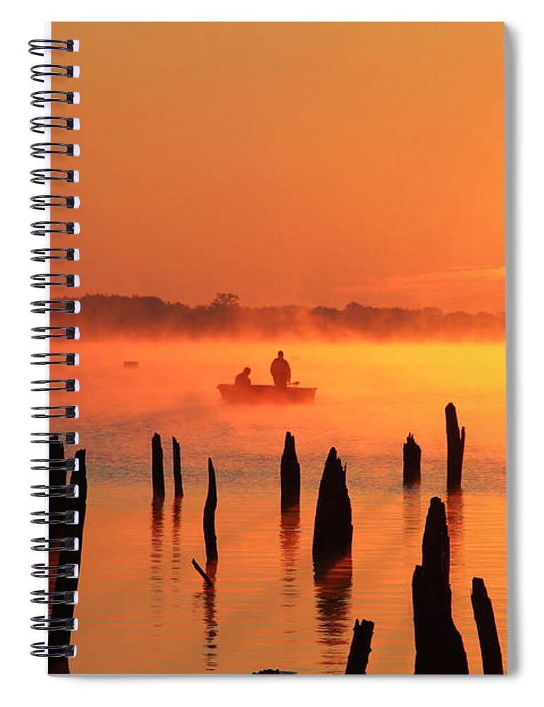 Sunrise Spiral Notebook featuring the photograph Dawn Fishing by Roger Becker