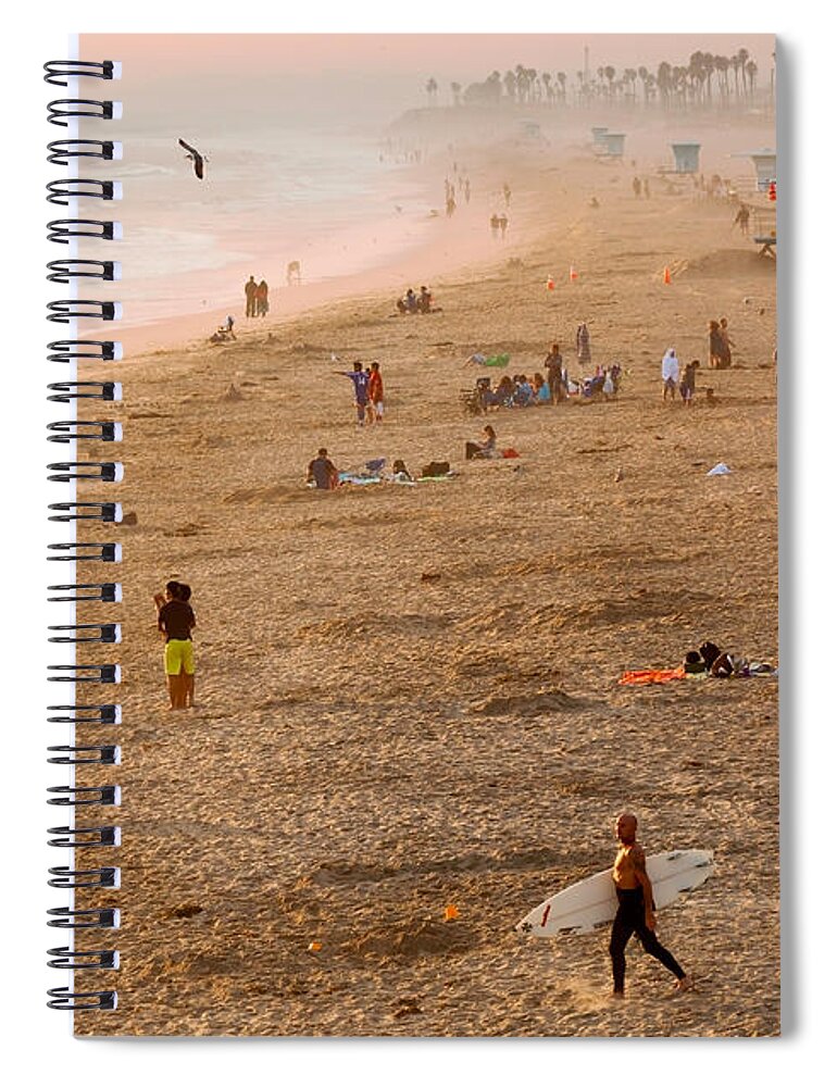 Huntington Beach Spiral Notebook featuring the photograph Day at the Beach - Sunset Huntington Beach California by Ram Vasudev