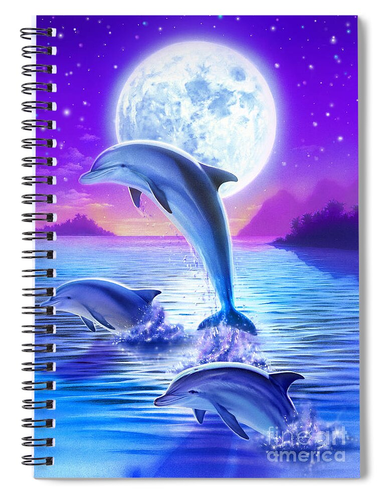 Robin Koni Spiral Notebook featuring the digital art Day of the Dolphin by MGL Meiklejohn Graphics Licensing