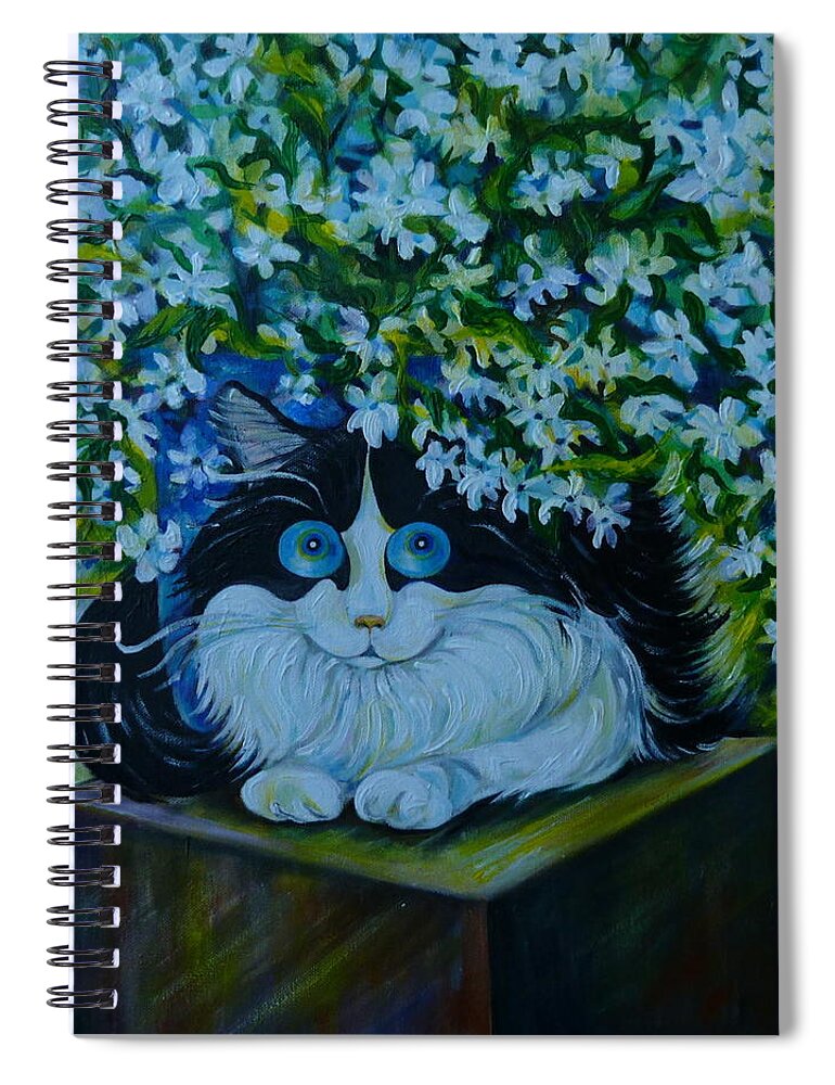 Cat Spiral Notebook featuring the painting Dear Philya by Anna Duyunova