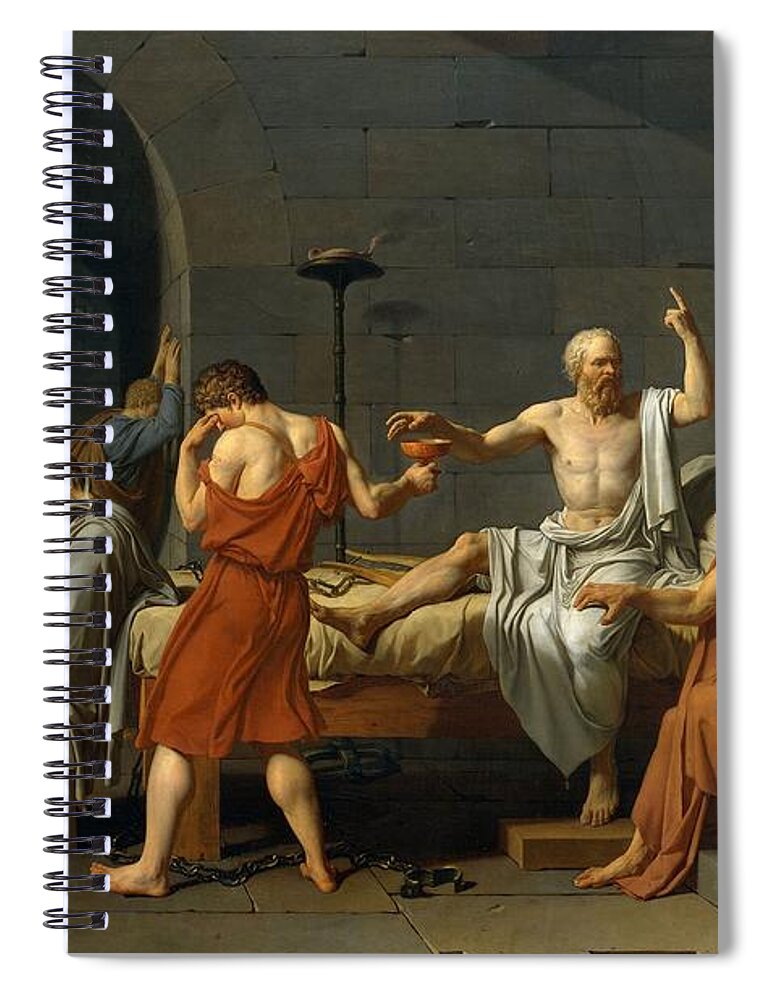 Death Spiral Notebook featuring the painting Death of Socrates by Jacques Louis David