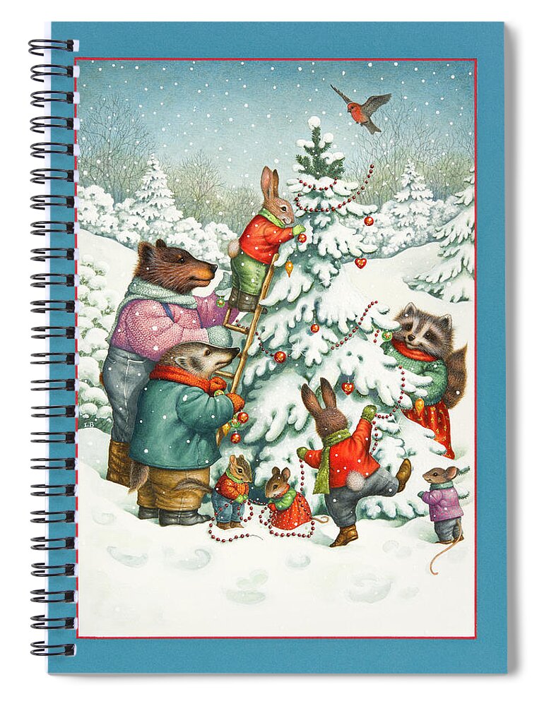 Christmas Spiral Notebook featuring the painting Decorating the Tree by Lynn Bywaters