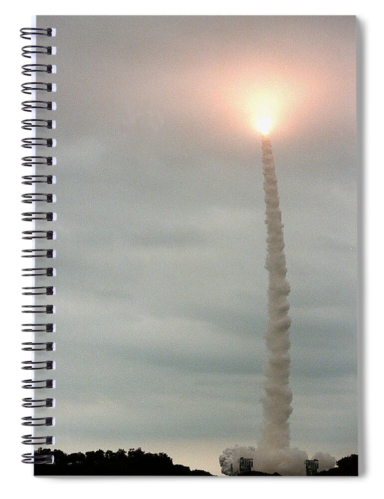Astronomy Spiral Notebook featuring the photograph Delta II Rocket Launches Mars Polar by Science Source