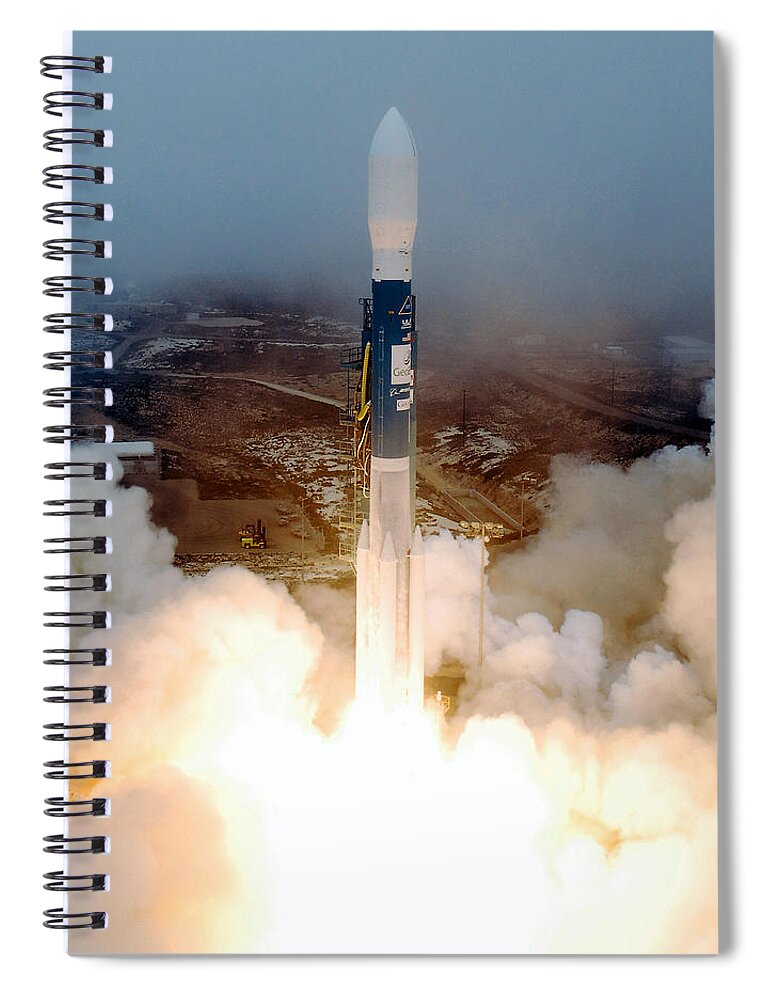 Astronomy Spiral Notebook featuring the photograph Delta II Rocket Taking Off by Science Source