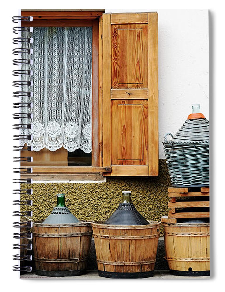 Empty Spiral Notebook featuring the photograph Demijohns. Color Image by Claudio.arnese