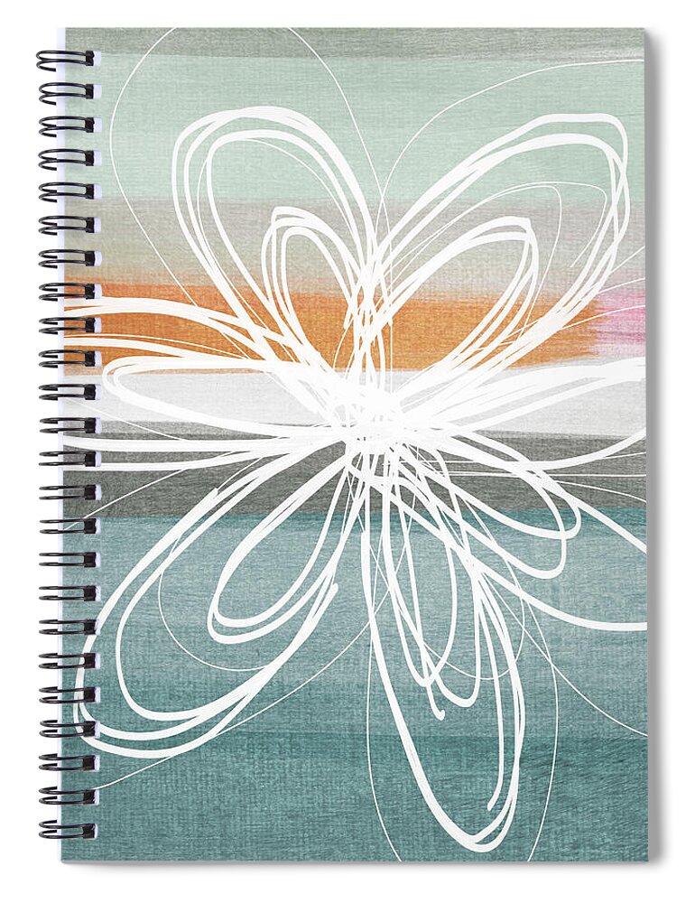 Flower Painting Spiral Notebook featuring the painting Desert Flower- Contemporary abstract flower painting by Linda Woods