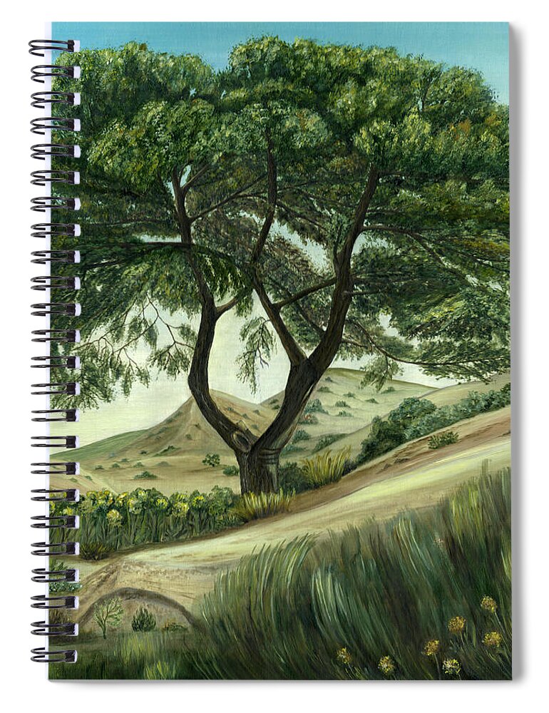 Pine Spiral Notebook featuring the painting Desert Pine by Angeles M Pomata