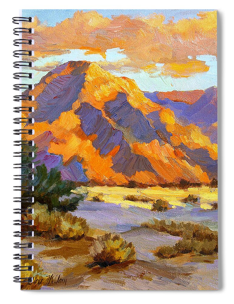 Desert Sunset Spiral Notebook featuring the painting Desert Sunset by Diane McClary