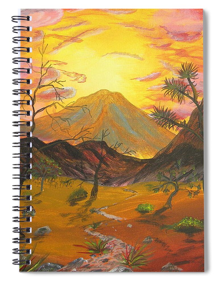Desert Spiral Notebook featuring the painting Desert Sunset by Eric Johansen