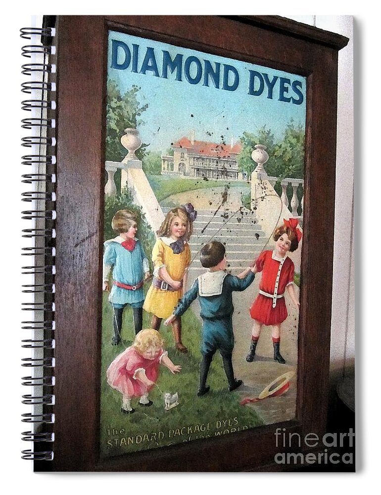 Diamond Spiral Notebook featuring the photograph Diamond Dyes - Antique by Susan Carella