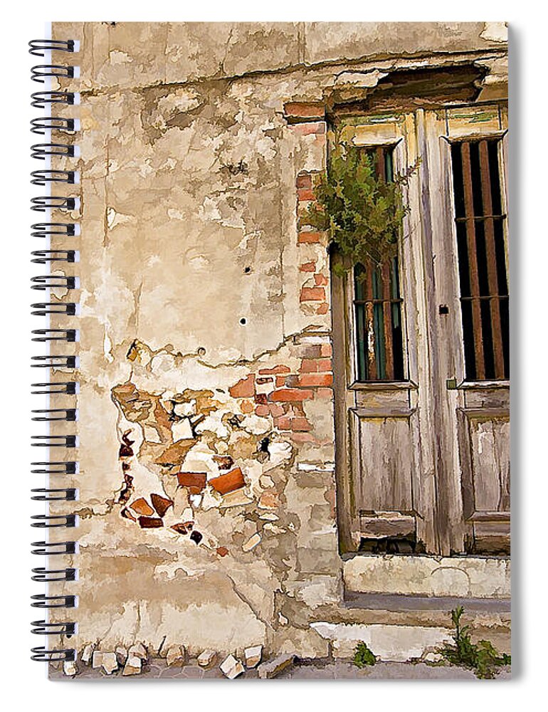 Abandon Spiral Notebook featuring the photograph Dilapidated Brown Wood Door of Portugal II by David Letts