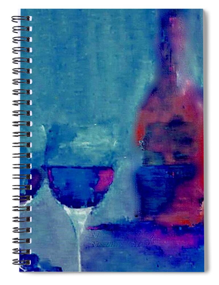 Wine Spiral Notebook featuring the painting Dine With Wine by Lisa Kaiser