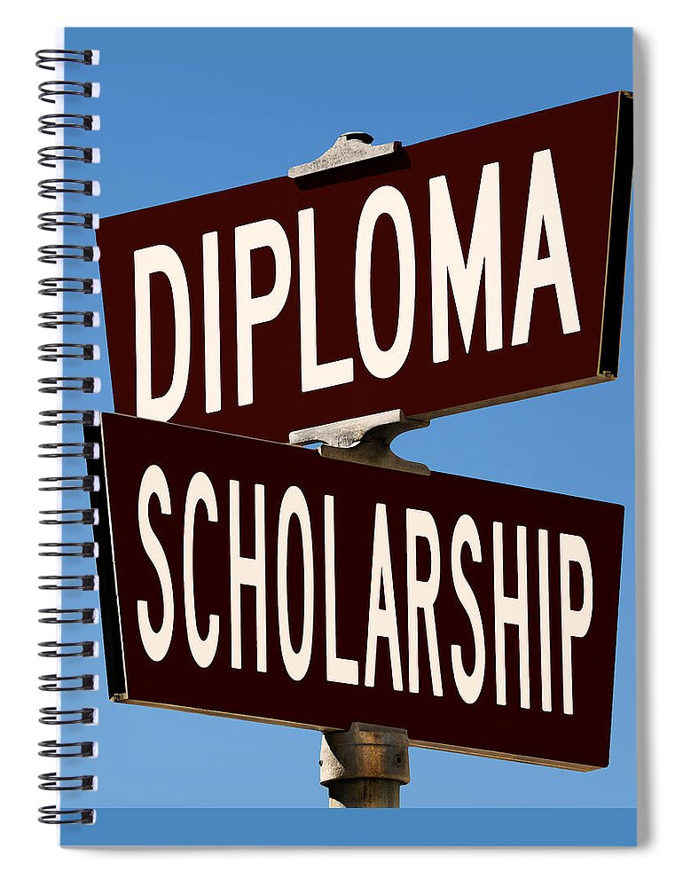 Sign Spiral Notebook featuring the photograph Diploma and Scholarship by Phil Cardamone
