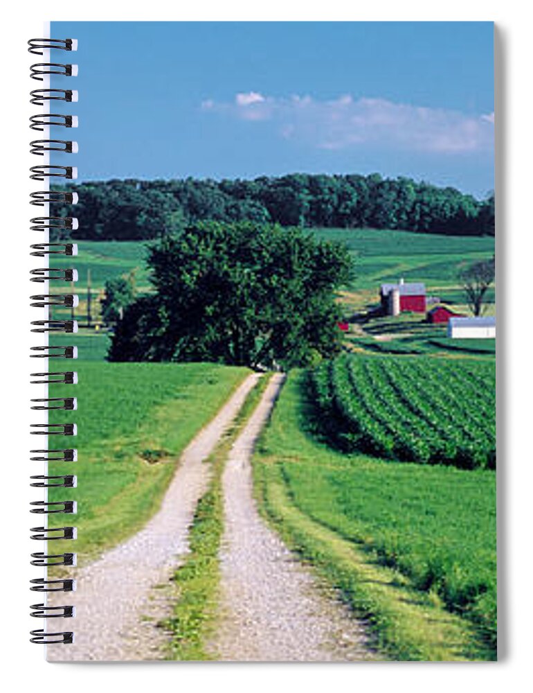 Photography Spiral Notebook featuring the photograph Dirt Road Passing Through A Farm by Panoramic Images