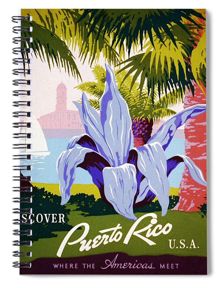 Beach Spiral Notebook featuring the digital art Discover Puerto Rico by Georgia Clare