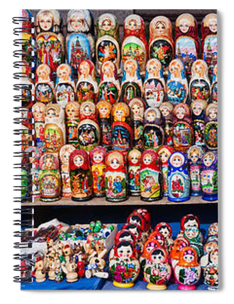 Photography Spiral Notebook featuring the photograph Display Of The Russian Nesting Dolls by Panoramic Images