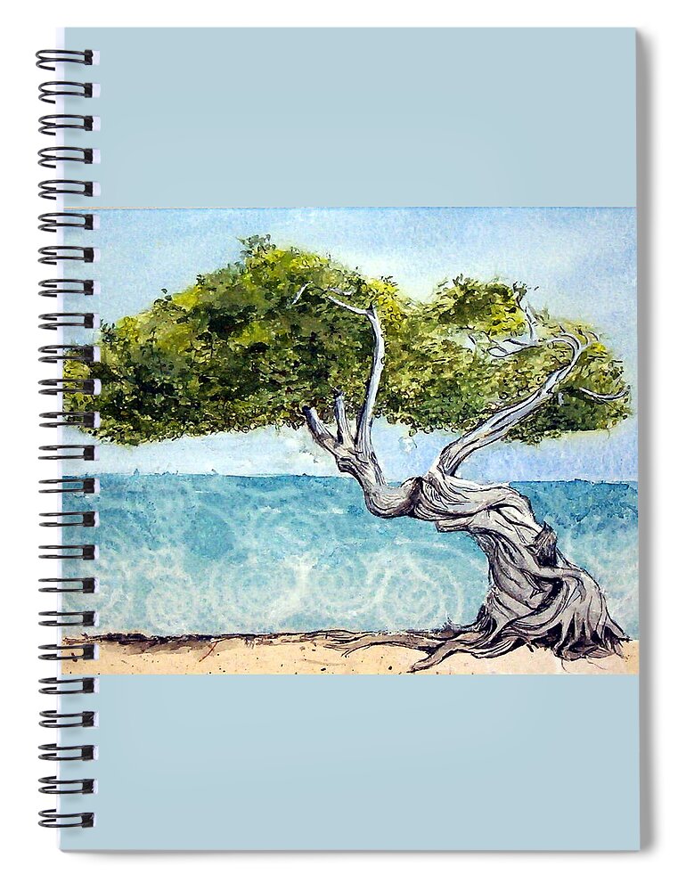 Landscape Spiral Notebook featuring the painting Divi Divi Tree by Lynn Babineau
