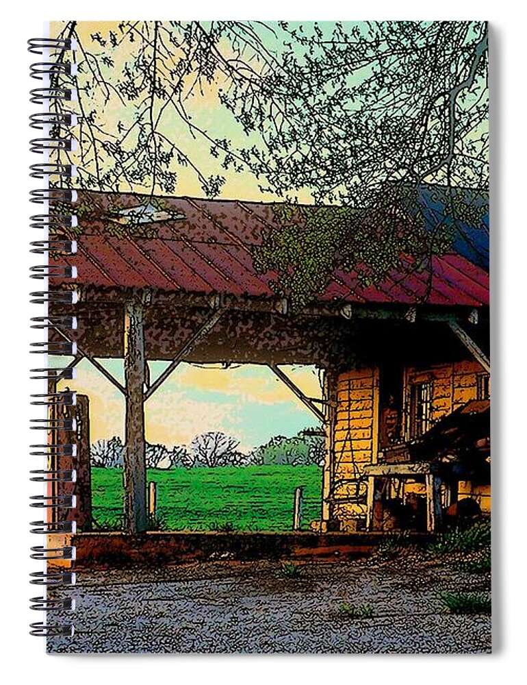 Vintage Spiral Notebook featuring the photograph Dixie Oil and Gasoline by Rodney Lee Williams