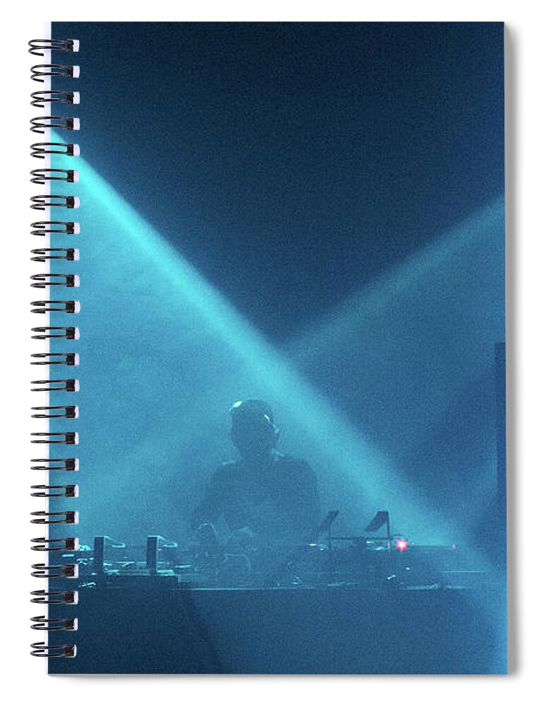 Dj Spiral Notebook featuring the photograph Dj In Lights by Richard Newstead
