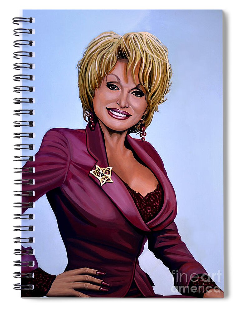 Dolly Parton Spiral Notebook featuring the painting Dolly Parton by Paul Meijering
