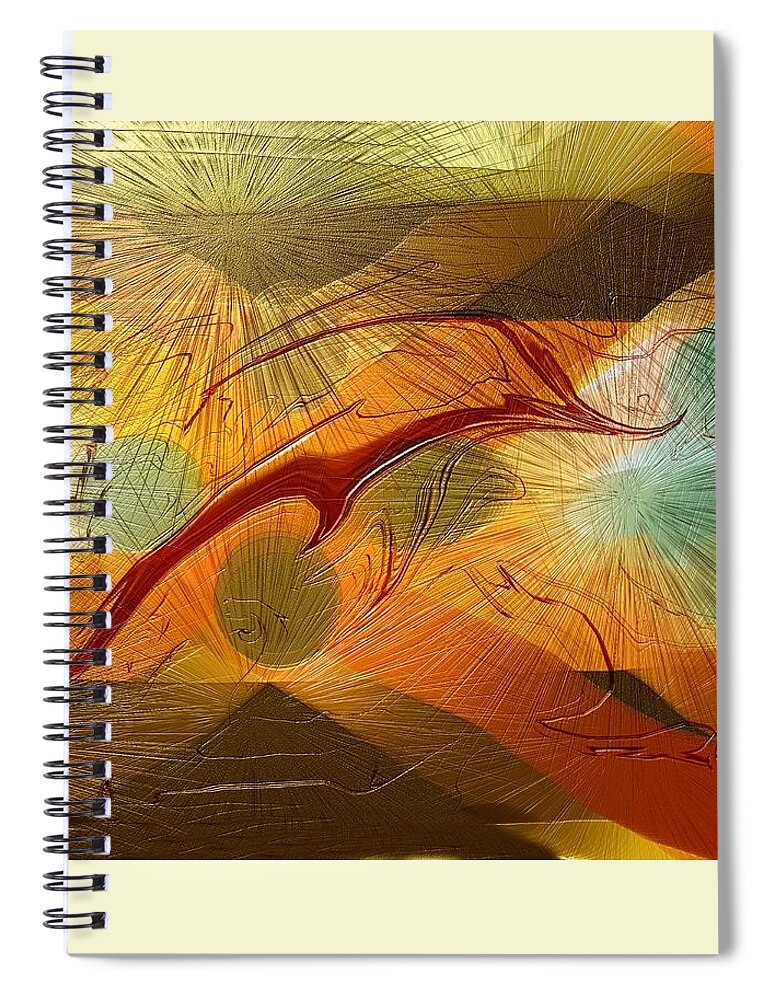 Abstract Spiral Notebook featuring the digital art Dolphin Abstract - 2 by Kae Cheatham