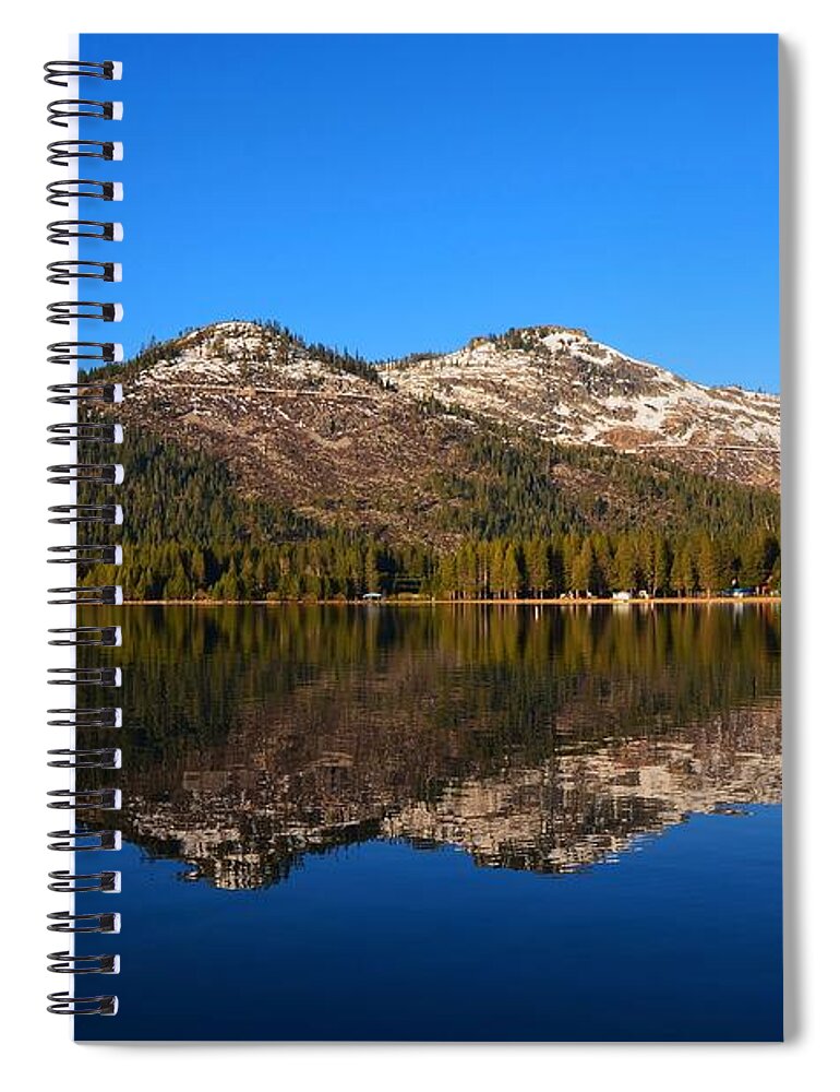 Donner Lake Ca Spiral Notebook featuring the photograph Donner Lake Cabin Reflection by Marilyn MacCrakin