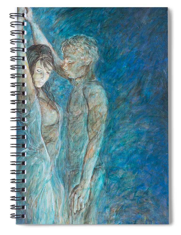 Erotic Spiral Notebook featuring the painting Don't Speak - Lovers by Nik Helbig