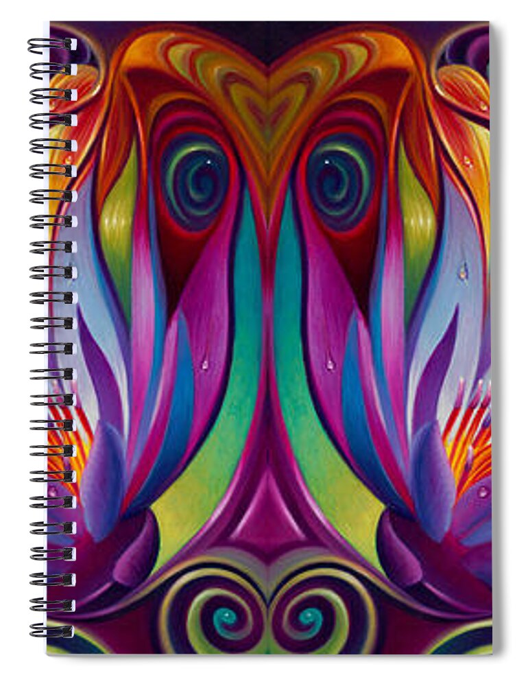 Lotus Spiral Notebook featuring the painting Double Floral Fantasy by Ricardo Chavez-Mendez