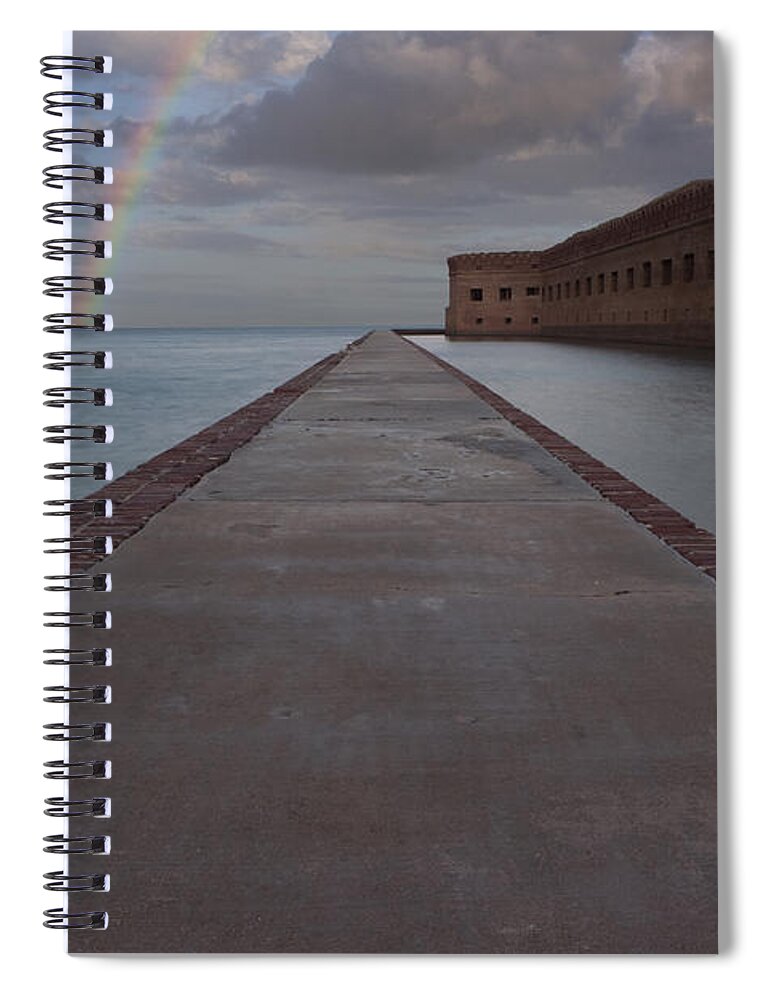 Rainbow Spiral Notebook featuring the photograph Double Rainbow over Fort Jefferson by Keith Kapple