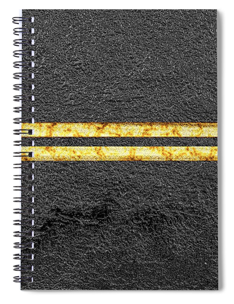 Digital Painting Spiral Notebook featuring the digital art Double Yellow by John Vincent Palozzi
