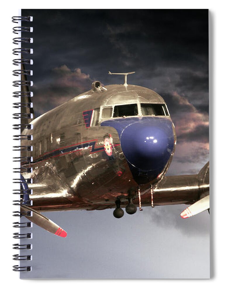 Plane Spiral Notebook featuring the photograph Douglas DC 3 by John Haldane