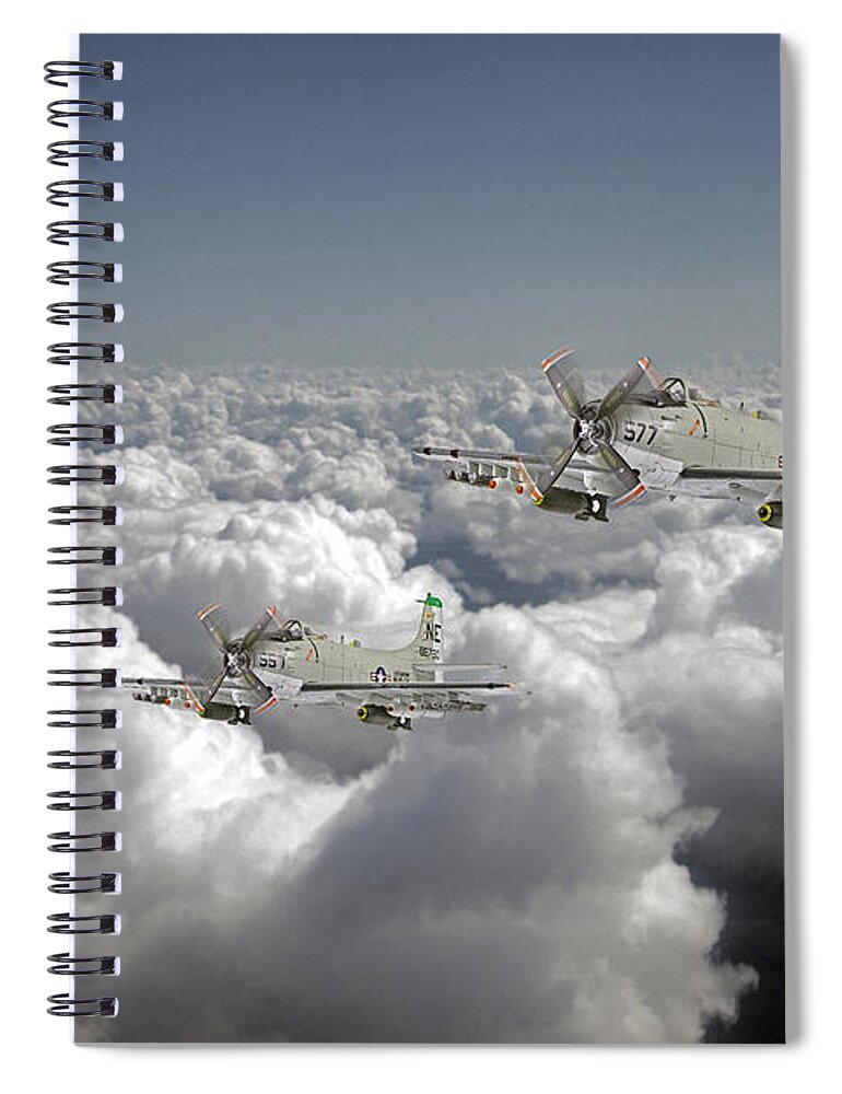 Douglas Skyraider Spiral Notebook featuring the digital art Douglas Skyraider by Airpower Art