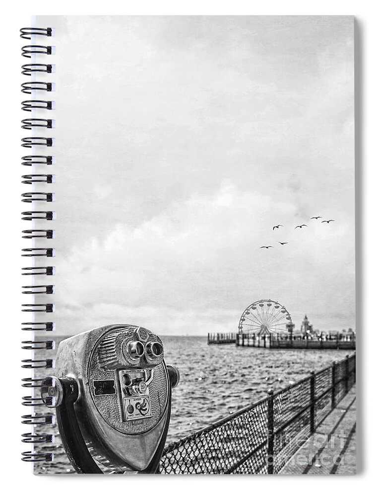 Beach Spiral Notebook featuring the photograph Down at the Pier by Edward Fielding