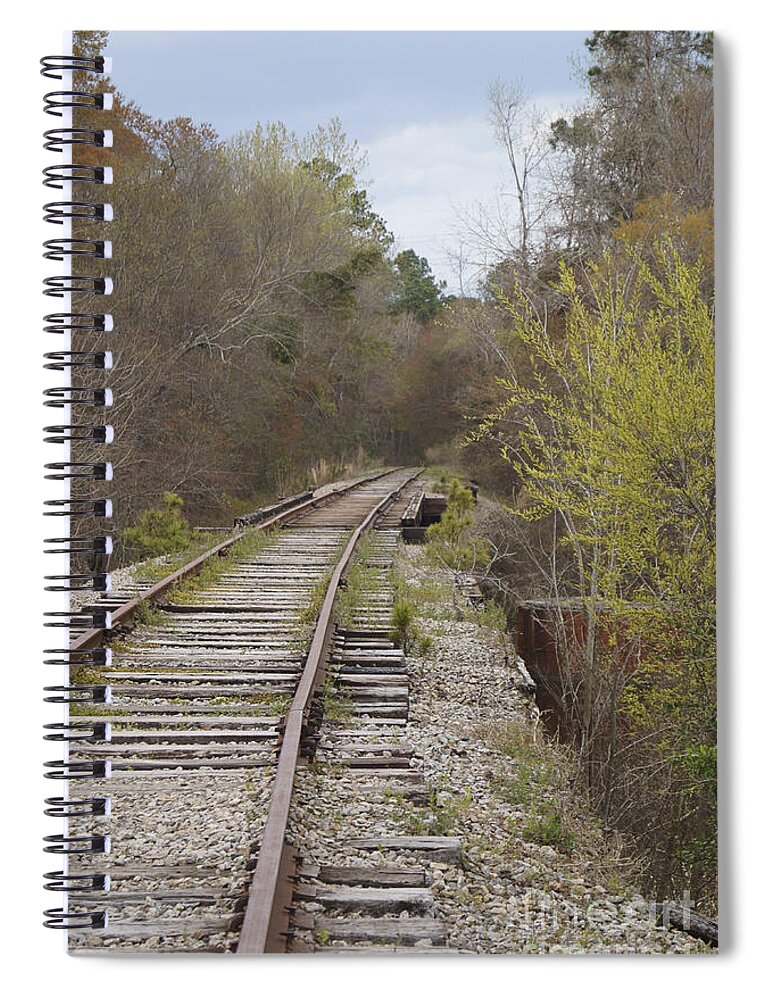 Railroad Spiral Notebook featuring the photograph Down The Line by MM Anderson