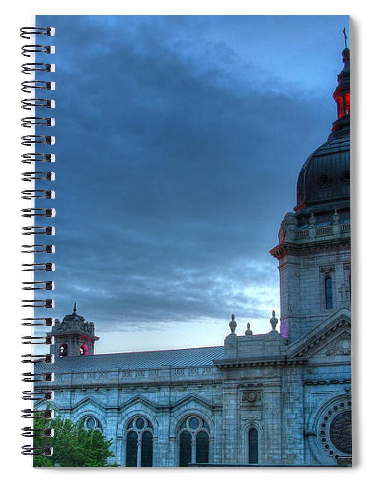Downtown Minneapolis Spiral Notebook featuring the photograph Downtown Minneapolis Skyline The Basilica of Saint Mary by Wayne Moran