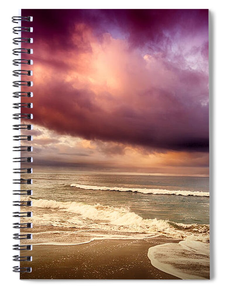 Beach Spiral Notebook featuring the photograph Dramatic Beach by David Millenheft