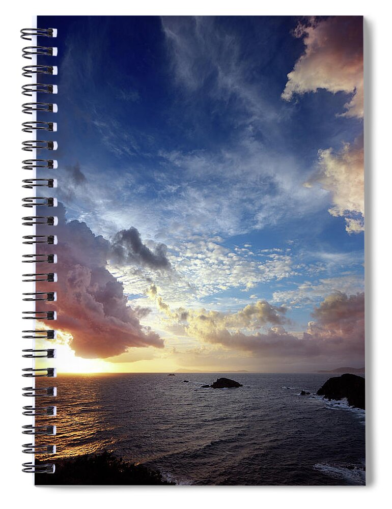Tyrrhenian Sea Spiral Notebook featuring the photograph Dramatic Cloudscape Over Rocky by Akrp